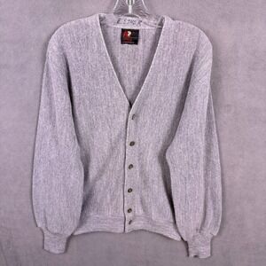 VTG Arnold Palmer Robert Bruce Mens Wool‎ Cardigan Sweater XL Gray Grandpa
